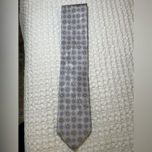 Robert Talbott silver with blue geometric print Tie
